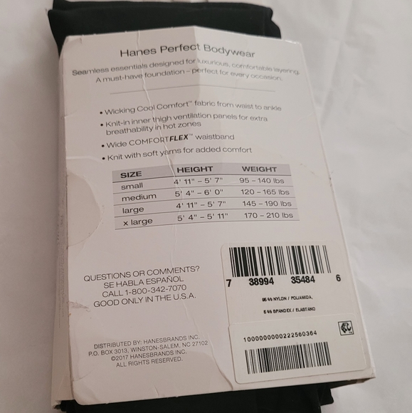 Hanes Seamless Leggings Perfect bodywear ComfortFlex Medium Black - Picture 3 of 5